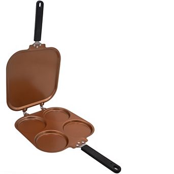 Pancake Pan Copper Nonstick Dual-Sided 4-Mold - Easy Flip for Uniform Results & Storage