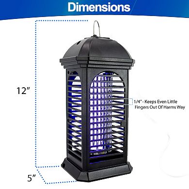 Hanging UV Bug Zapper Lantern Dusk-to-Dawn Sensor, Removable Tray for Easy Clean