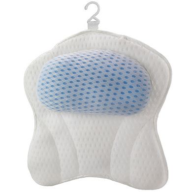 Gel Bath Pillow with 6 Strong Suction Cups - Ergonomic Neck Support for Tub