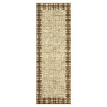 Bordered Machine Washable Rug with Non Slip TPR Backing Low Pile Non Shedding Carpet