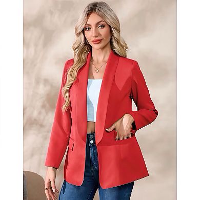 Women's Shawl Collar Blazer Flap Pocket Single Breasted Soft Elegant Blazer