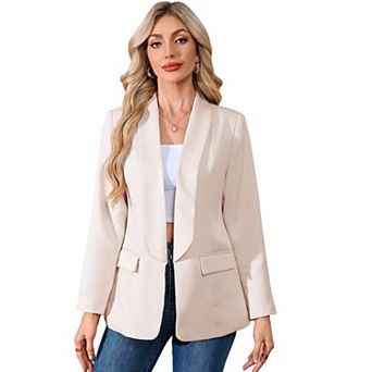 Women's Shawl Collar Blazer Flap Pocket Single Breasted Soft Elegant Blazer