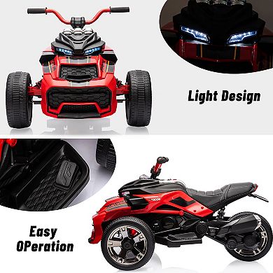 12V 3 Wheeler Kids Electric Ride on Truck & ATV Motorcycle, 2x55W Motor, 7MPH, 2 Speeds, LED Lights