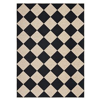 Washable Easy Jute Rugs Modern Checkerboard Indoor Outdoor Carpet, Non Shedding Diamond Floor Mat