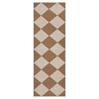 Washable Easy Jute Rugs Modern Checkerboard Indoor Outdoor Carpet, Non Shedding Diamond Floor Mat