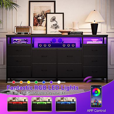 63.3 in Dresser for Bedroom, 10 Drawer Dresser TV Stand for up to 75in TV, Fabric Chest of Drawers