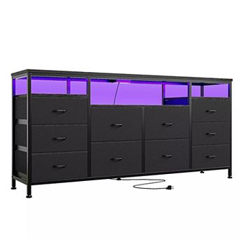 63.3 in Dresser for Bedroom, 10 Drawer Dresser TV Stand for up to 75 in TV, Fabric Chest of Drawers