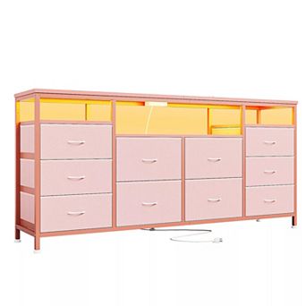 63.3 in Dresser for Bedroom, 10 Drawer Dresser TV Stand for up to 75 in TV, Fabric Chest of Drawers