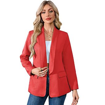 Women's Shawl Collar Blazer Flap Pocket Single Breasted Soft Elegant Blazer