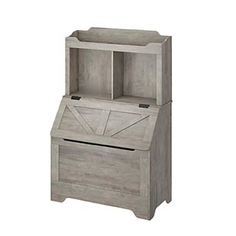 Wooden Kids Bookshelf, Toy Storage with Flip Lid and Cubbies, Toy Organizer for Playroom