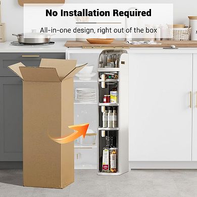 3/4-Tier Slim Bathroom Storage Cabinet, Narrow Cabinet Dresser with Drawers, Wheels