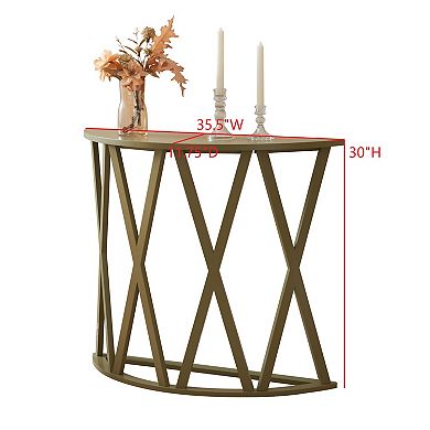 Kings Brand Furniture Vienna Console Table - Semicircular Side Coffee Table for Living Room, Bedroom