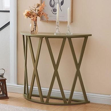 Kings Brand Furniture Vienna Console Table - Semicircular Side Coffee Table for Living Room, Bedroom
