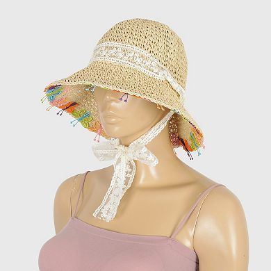 Women's Colorful Butterfly - Embellished Straw Sun Hat