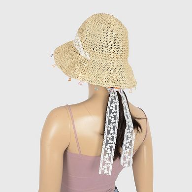 Women's Colorful Butterfly - Embellished Straw Sun Hat