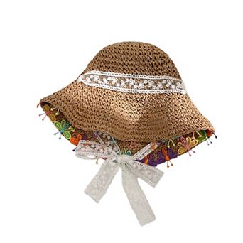 Women's Colorful Butterfly - Embellished Straw Sun Hat