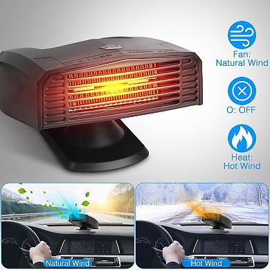 24V 180W Portable Car Heater & Fan 2-in-1 Defroster/Defogger with 360° Rotating Base