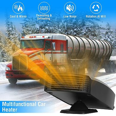 24V 180W Portable Car Heater & Fan 2-in-1 Defroster/Defogger with 360° Rotating Base