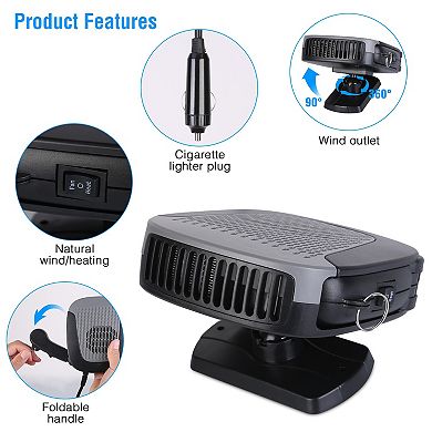 12V 150W Portable Car Heater & Fan 2-in-1 Defroster/Demister for Windshield