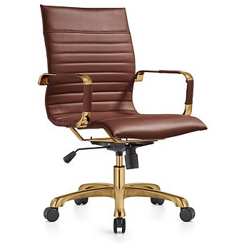 Leisuremod Harris Office Chair With Gold Frame
