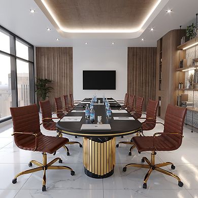 Leisuremod Harris Office Chair With Gold Frame