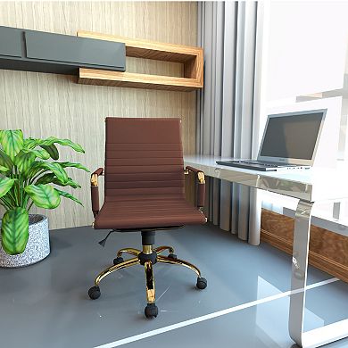 Leisuremod Harris Office Chair With Gold Frame