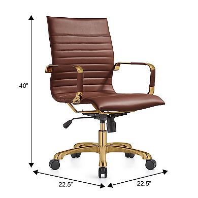 Leisuremod Harris Office Chair With Gold Frame