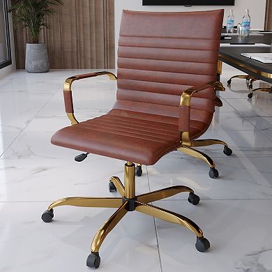 Leisuremod Harris Office Chair With Gold Frame