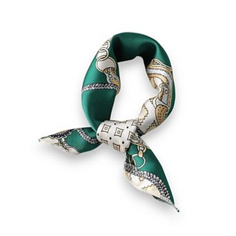Women's Baroque Print Satin Scarf with Glossy Finish 20×20 Inches