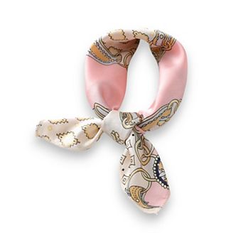 Women's Baroque Print Satin Scarf with Glossy Finish 20×20 Inches