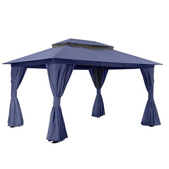 10'x13' Patio Gazebo with Double Roof Heavy-Duty Semi-Permanent for Backyard Garden
