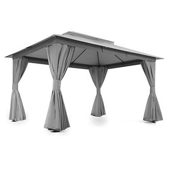 10'x13' Patio Gazebo with Double Roof Heavy-Duty Semi-Permanent for Backyard Garden