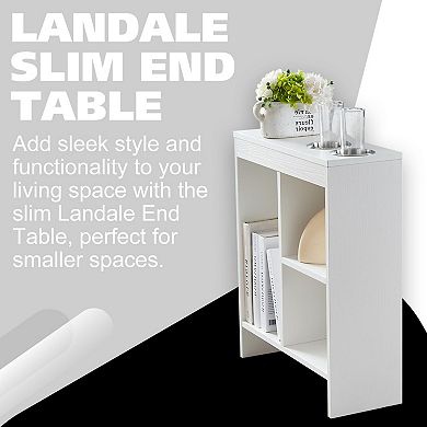 Kings Brand Furniture Side End Table with Drink Holders, Storage Shelves, Magazine Holder