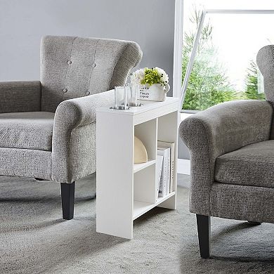 Kings Brand Furniture Side End Table with Drink Holders, Storage Shelves, Magazine Holder