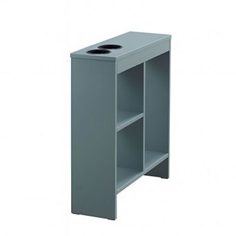 Kings Brand Furniture Side End Table with Drink Holders, Storage Shelves, Magazine Holder