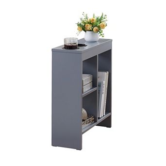 Kings Brand Furniture Side End Table with Drink Holders, Storage Shelves, Magazine Holder
