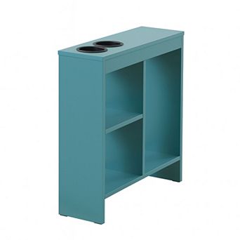 Kings Brand Furniture Side End Table with Drink Holders, Storage Shelves, Magazine Holder