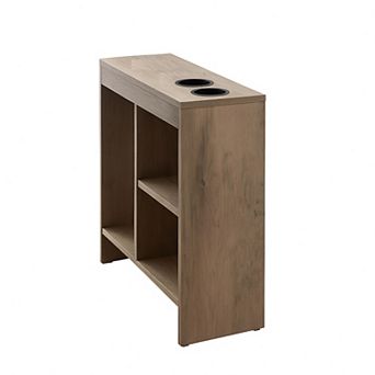Kings Brand Furniture Side End Table with Drink Holders, Storage Shelves, Magazine Holder