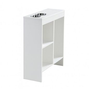 Kings Brand Furniture Side End Table with Drink Holders, Storage Shelves, Magazine Holder