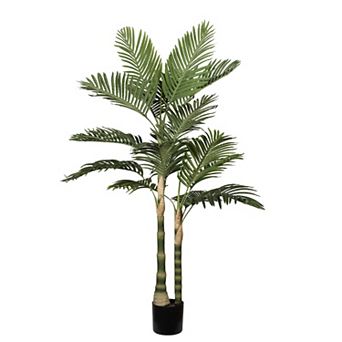 5ft Artificial Golden Cane Palm， in Pot for Indoor/Outdoor Decor