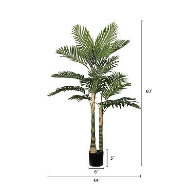 5ft Artificial Golden Cane Palm， in Pot for Indoor/Outdoor Decor