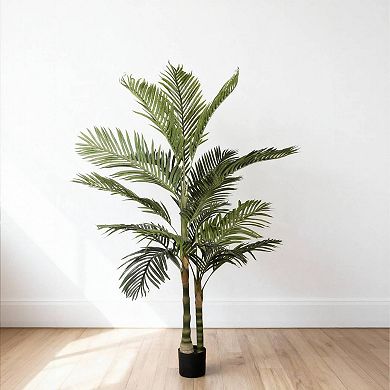 6ft Artificial Golden Cane Palm， in Pot for Indoor/Outdoor Decor