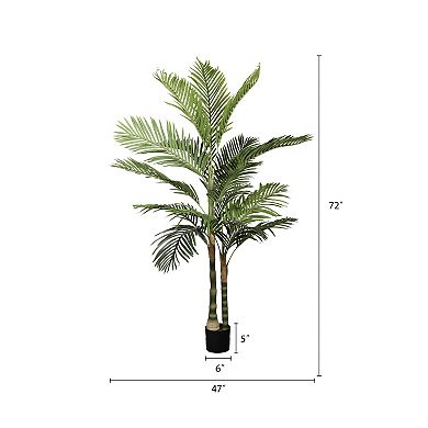 6ft Artificial Golden Cane Palm， in Pot for Indoor/Outdoor Decor