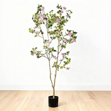 5ft Artificial Bougainvillea Tree in Pot,Flower Potted Plant,No Maintenance Required