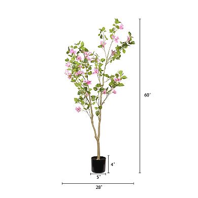 5ft Artificial Bougainvillea Tree in Pot,Flower Potted Plant,No Maintenance Required