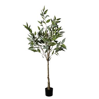 5ft Artificial Eucalyptus Tree in Pot, Real Touch Faux Plant for Indoor Decor - No Maintenance