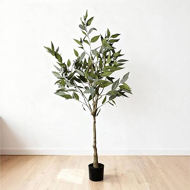 5ft Artificial Eucalyptus Tree in Pot, Real Touch Faux Plant for Indoor Decor - No Maintenance