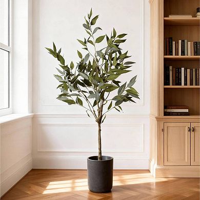 5ft Artificial Eucalyptus Tree in Pot, Real Touch Faux Plant for Indoor Decor - No Maintenance