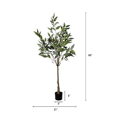 5ft Artificial Eucalyptus Tree in Pot, Real Touch Faux Plant for Indoor Decor - No Maintenance