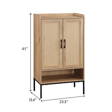 GOMYHOME 5-Tier Wooden Shoe Cabinet with Doors, Modern Entryway Shoe Storage Organizer, Light Oak
